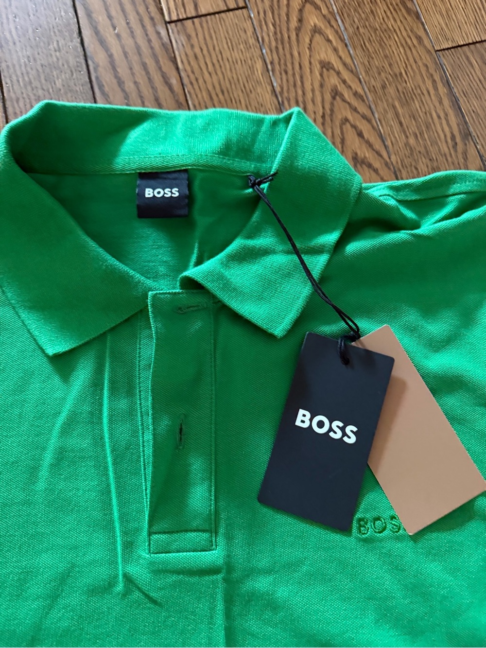 BOSS Men’s Bright Green Polo with Logo Tags